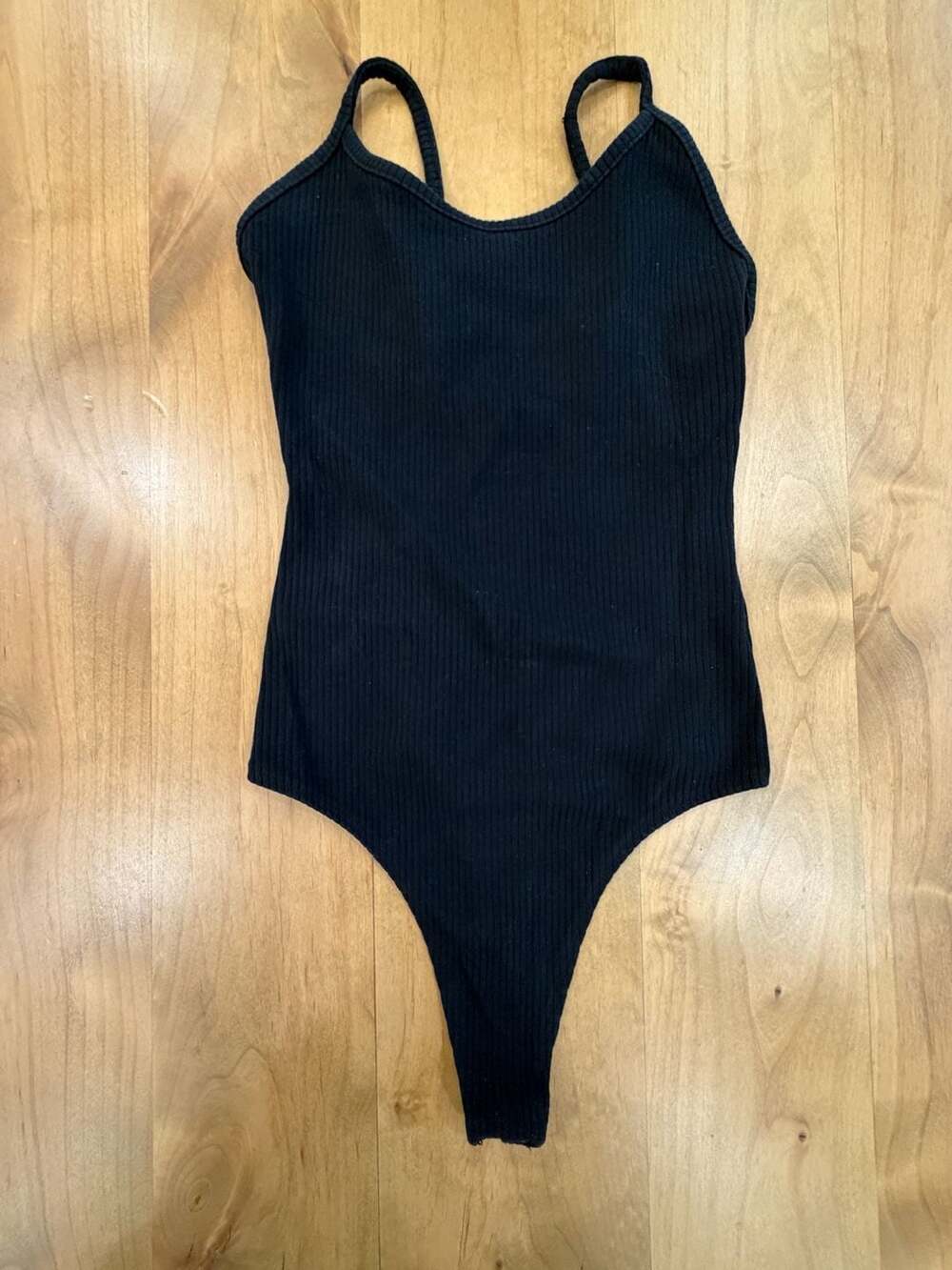 American Eagle Bodysuit Size S Black Ribbed Scoop Neck